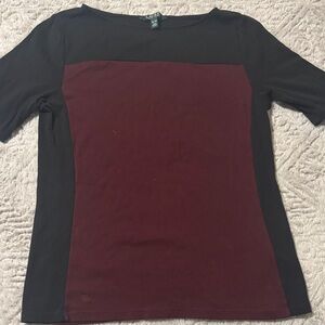 Ralph Lauren Black and Burgundy Short Sleeve Tee